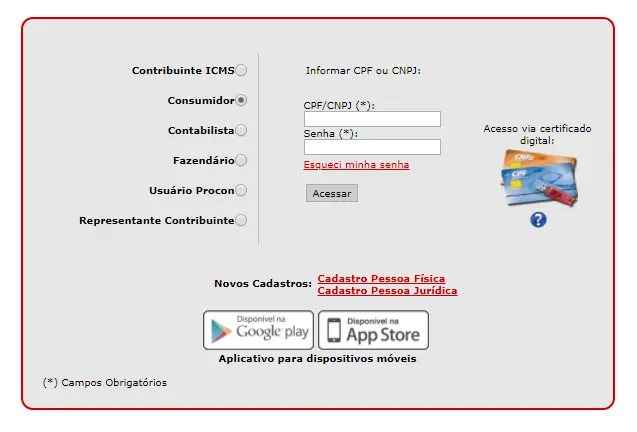 tela de cadastro nota paulista