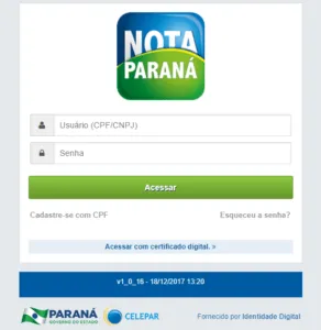 Cadastrar Nota Paraná