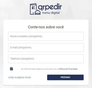 cadastro de produtos