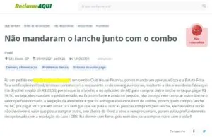 Reclamação de clientes