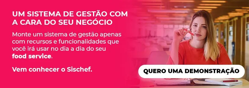 Banner com botão para pedir uma demonstração do sistema Sischef
