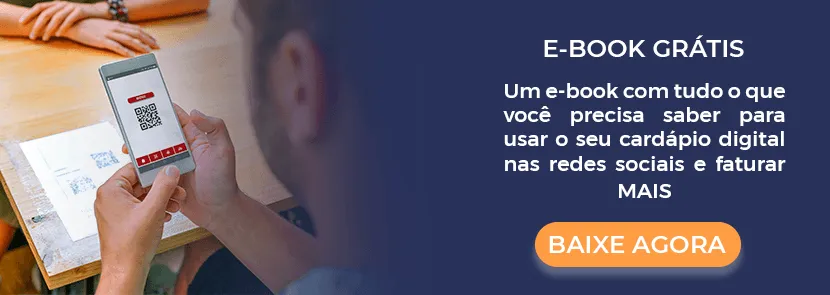 Banner para baixar e-book grátis "Passoa passo para faturar mais com seu cardápio digital".