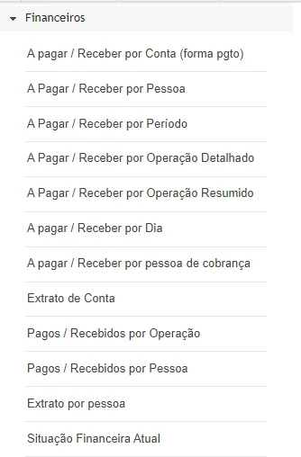 Relatório financeiro de restaurantes