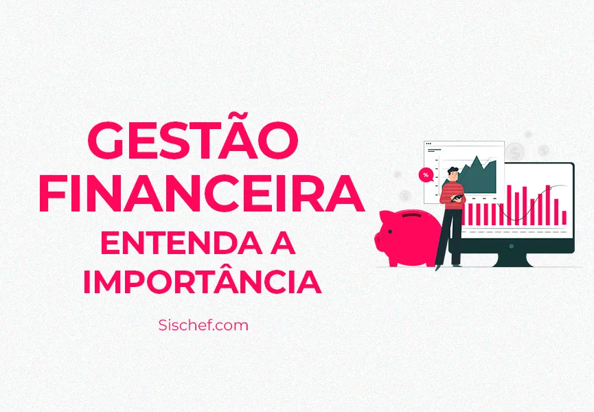 Imagem com fundo branco, letras em caixa alta rosa, com uma imagem em vetor. Um homem, na frente de uma tela de pc, na tela do pc aparece um gráfico. Do lado direito do homem, tem um cofrinho em forma de porquinho.