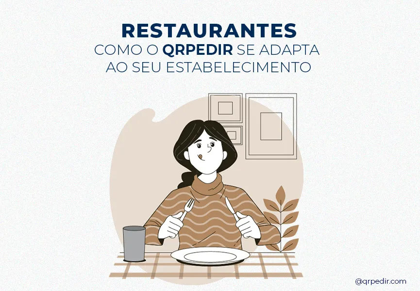 Capa com fundo branco e letras azul. Imagem de uma mulher comendo em um restaurante. Restaurantes.