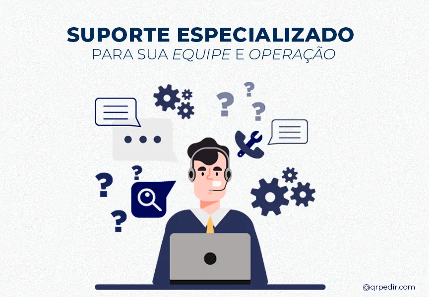 Capa com fundo branco e letras azuis. Imagem em vetor de um técnico de suporte especializado.